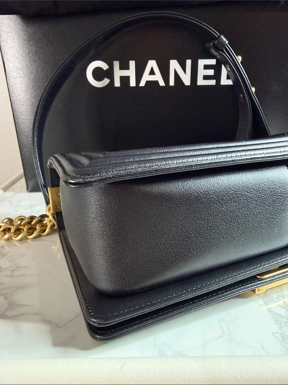 CHANEL Boy Bag Medium with Gold Hardware